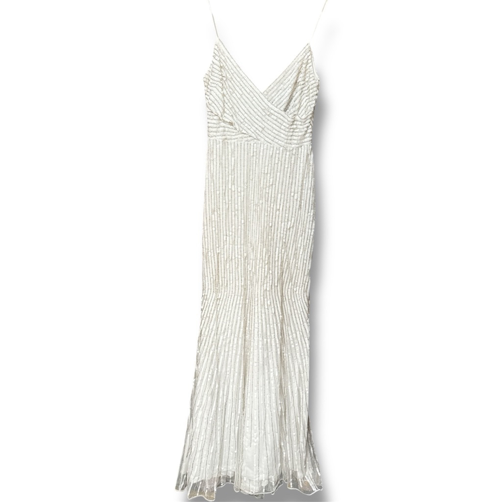 Sequin & Beaded White Embellished Mac Duggal Gown 10817 Dress - Picture 8 of 12